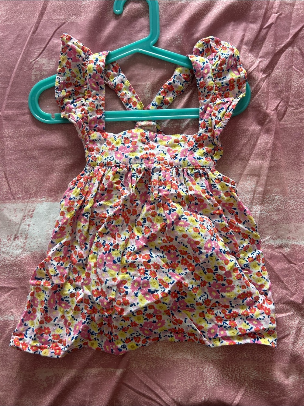 Old Navy Pink Yellow Orange Floral Ruffle Sundress Top